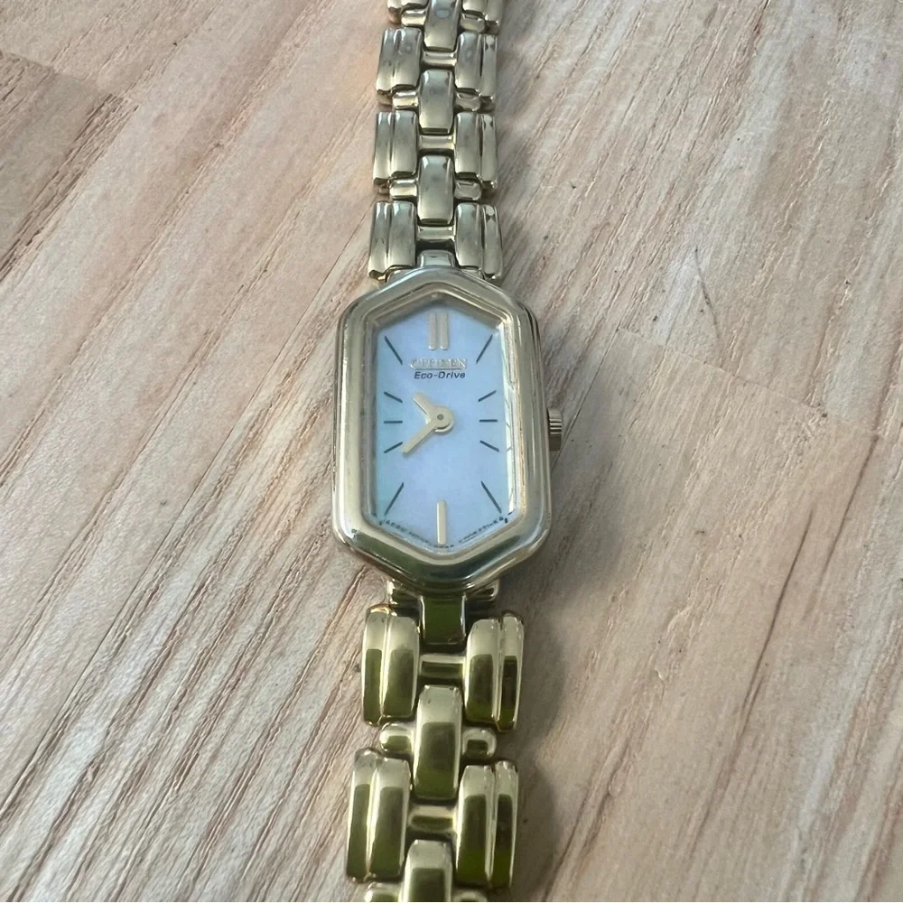 Citizen eco drive ladies gold tone hexagonal bracelet watch